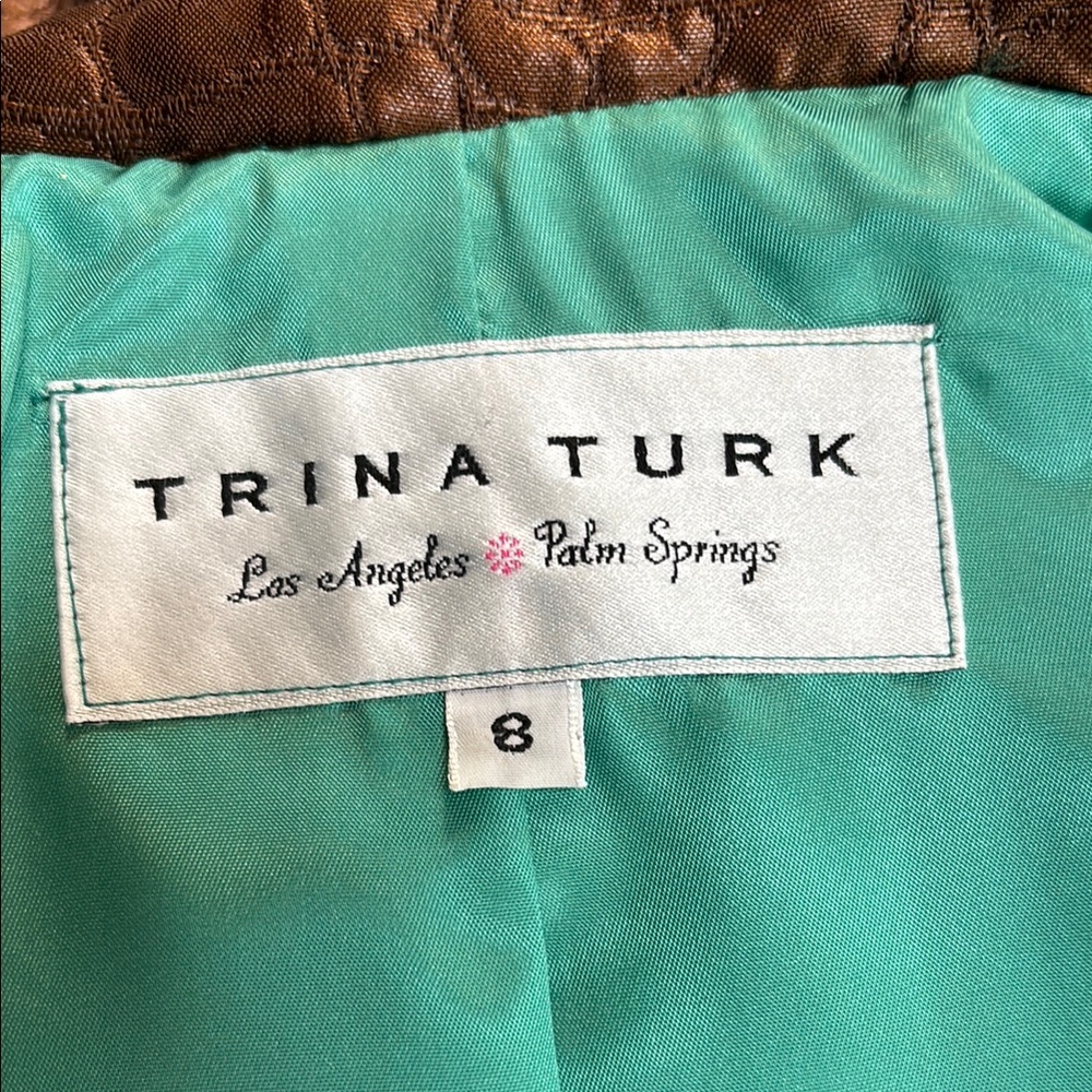 Trina Turk Brown Croc-Embossed Women's Jacket, Size 8 - Picture 4 of 5